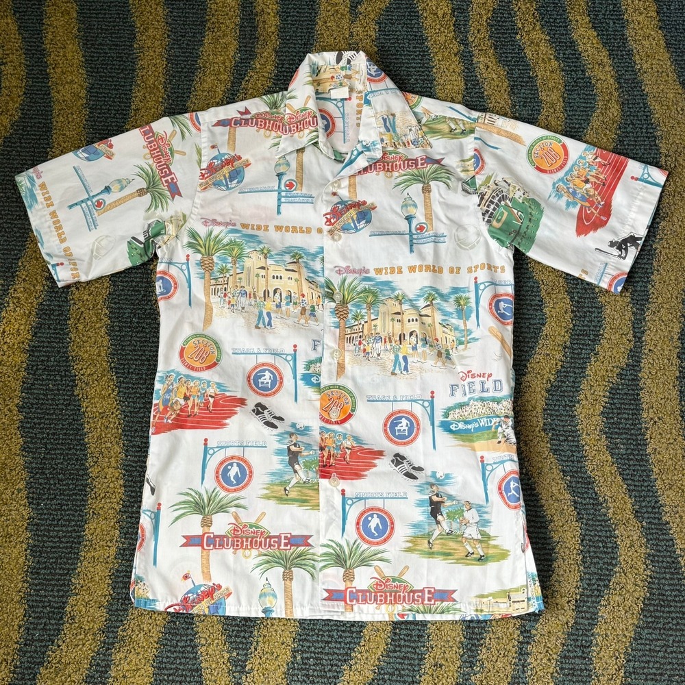 Vintage Disney Worldwide Services Hawaiian Button Up Shirt World of Sports‎ XS